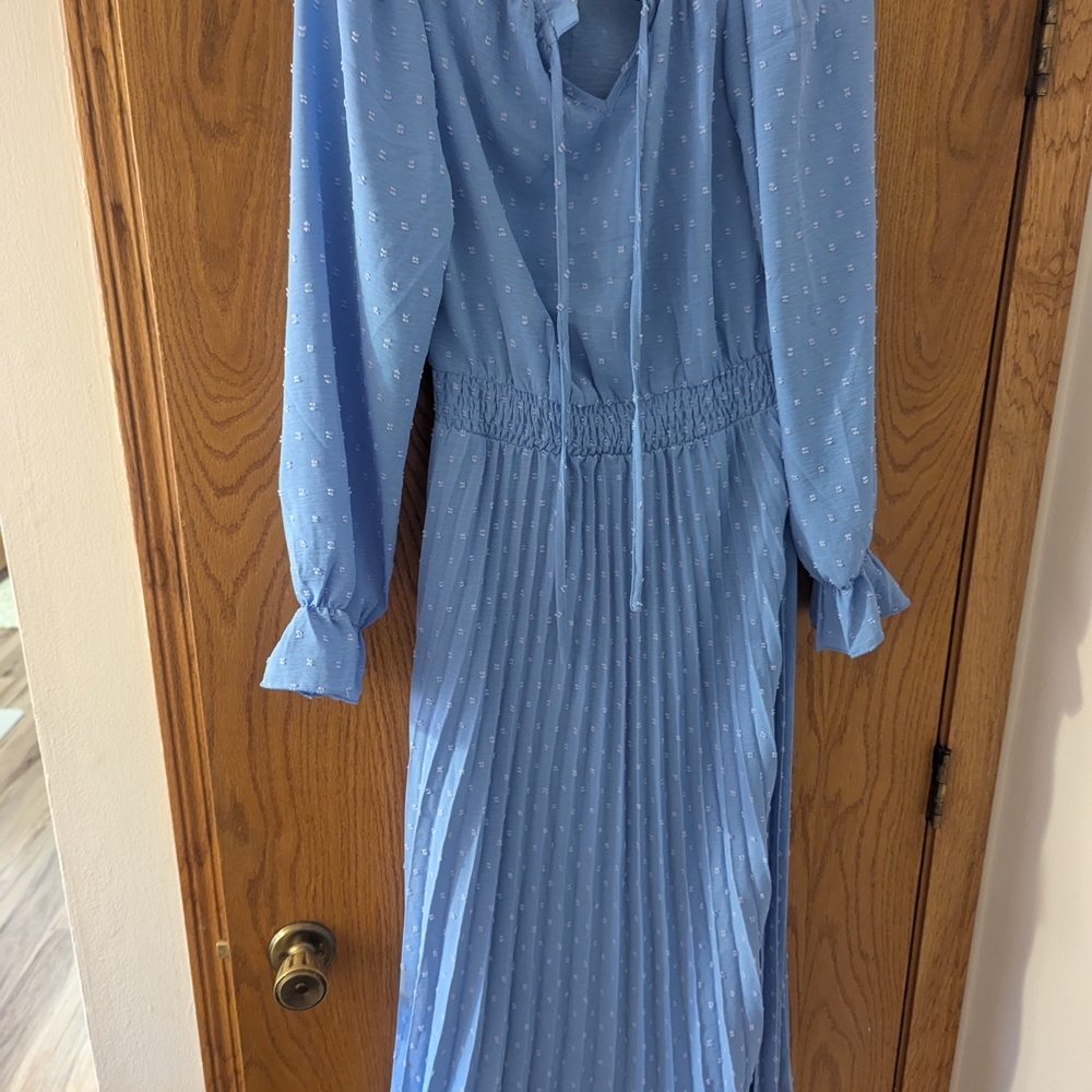 Elegant Blue Long-Sleeve Dress